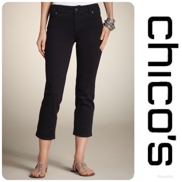 NWT CHICO’S 5 Pocket Crop Black Jeans Sz 0 $89! - Picture 1 of 8